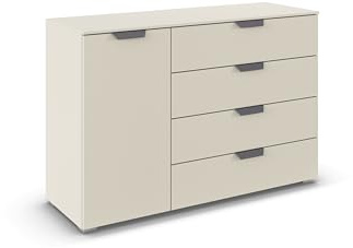 Rauch Möbel ADITIO, Kommode, Farbe Beige, Breite 120 cm | Sideboard im modernen Look, 1-türig, 4 Schubladen, Soft-Close, für Schlafzimmer, Gästezimmer, Wohnzimmer, Garderobe, Flur