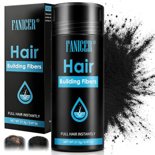 Fibres Capillaires Densifiantes, Poudre De Coiffage, Dissimule les zones clairsemées, Poudre Texturisante Cheveux Invisible Sans Résidus, pour des Cheveux à l'Aspect Naturellement plus Epais (Noir)