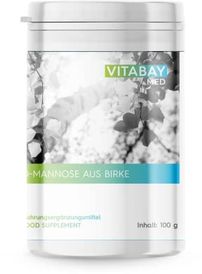 Vitabay D-Mannose Pulver aus Birke - 100g Veganes D Mannose Pulver Naturbelassen - 2g D Manose pro Tagesdosis - D- Mannose aus Birke - Ideal mit Forskolin und Cranberry Kapseln - Laborgeprüft