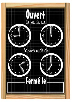 PEGANE Pancarte Horloge Imitation Ardoise/Bois