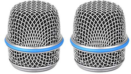 sourcing map 2pcs Microphone Mesh Grill Metal Windscreen with Black Interior Foam Filter for