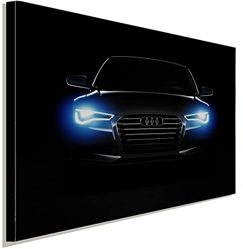 AK ART Audi Front Scheinwerfer Leinwandbild Kunstdruck Wandbild Wanddeko TOP XXL (80x60cm)