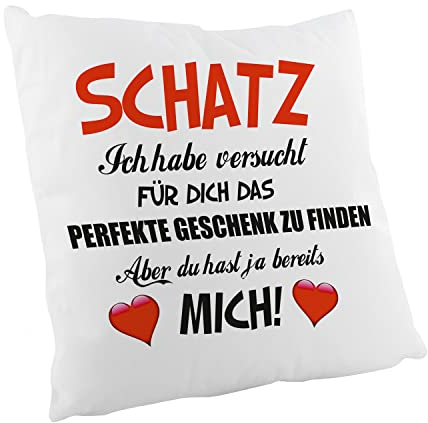 Crealuxe Zierkissen ' Schatz - ich Habe versucht für Dich ' Bedruckt, Sofakissen, Baumwollkissen, Geschenk für Valentinstag