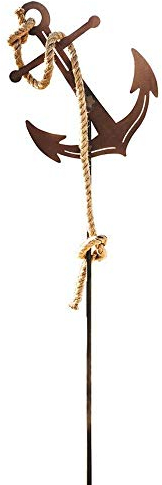 Anker Gartenstecker mit Seil, Rostfigur, Maritime Gartendeko Rost, Metalldeko