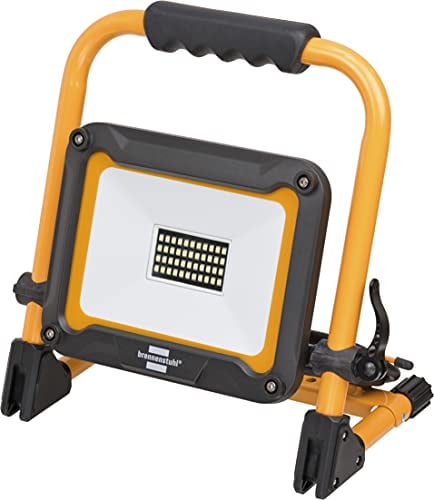 Brennenstuhl Projecteur LED portable JARO 3050 M pour une utilisation en extérieur IP65 (Spot de chantier LED 30W avec 3m de câble, avec verrouillage rapide sur glissière) 2650 lm Jaune/Noir