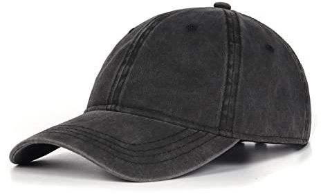 Zylioo XX-Large Size Pigment Dyed Baseball Cap,XXL Washed Dad Caps,Running Hat for Big Heads Black Gray
