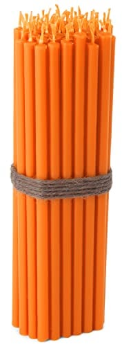 NKlaus - 50x Stabkerzen orange Tropffrei Rußfrei dünn L 16cm Premium Paraffinwachs 36109