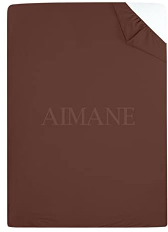 AIMANE® Non Iron Percale 4FT Small Double Fitted Sheet Poly Cotton Easy Care Non Iron Percale 4FT Fitted Bed Sheets Small Double (Chocolate)