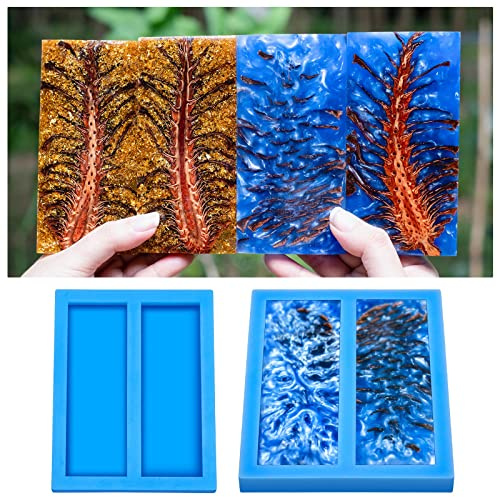 Tessco 2 Pieces Double Cavity Silicone Knife Scale Mold Casting Resin Knife Mold for Bottle Stopper DIY Craft Making Supplies, 0.4 x 2 x 6 Inches, Blue