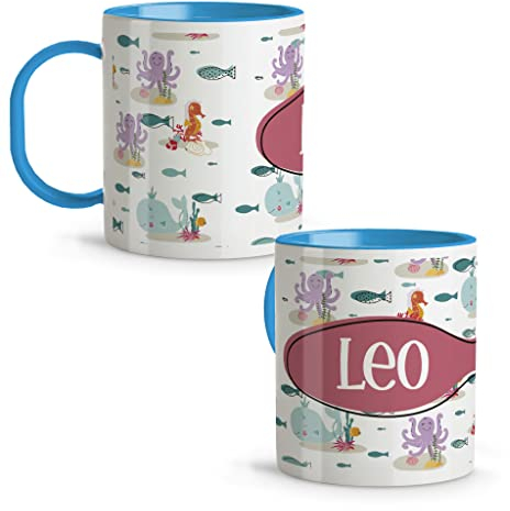 LolaPix Bicchiere Bambino. Tazza per Bambini. Tazza Personalizzata. Bicchieri Plastica Dura. Senza BPA. 330 ml. Animali marini