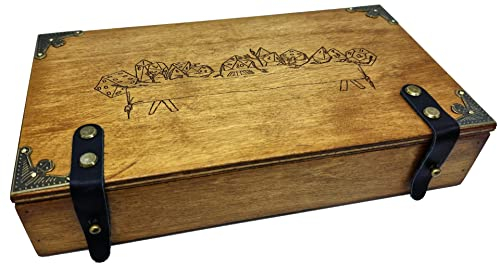 World of Dice - Würfeltruhe aus Holz Würfelabendmahl - für bis zu 150 Pen & Paper Würfel, mit Würfelteller, ideal für Dungeons and Dragons (D&D) (XXL-Rechteckig)