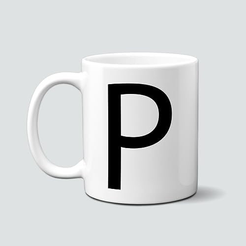 online-hut - Tasse - Kaffeetasse - Kaffeebecher - Monogrammtasse - Lieblingstasse - schwarz -Buchstabe - Initialentasse - NT-106-1 (P)