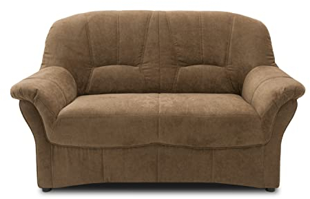 DOMO. collection Sofa Bahia FK, 2er Couch mit Federkernpolsterung, Federkernsofa in klassischem Design, 2 Sitzer, Polstermöbel 153 x 57 x 91 cm (BxTxH), braun