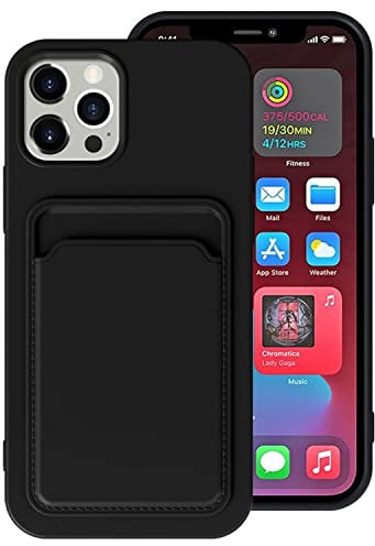 König Design Handyhülle kompatibel mit Apple iPhone 12 Pro Schutzhülle Case Cover Kartenfach Schwarz