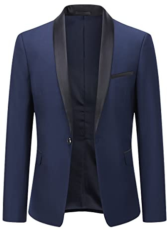 YOUTHUP Blazer Homme Slim Fit Veste de Costume Formel Our Mariage Business | Col Châle, Veston, Somking, Casual, Elégant, 1 Bouton, Couleur Unie, Soirée