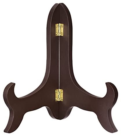 sourcing map 8 Easel Plate Holder, Wooden Folding Display Stand Brown for Decorative Picture Frame