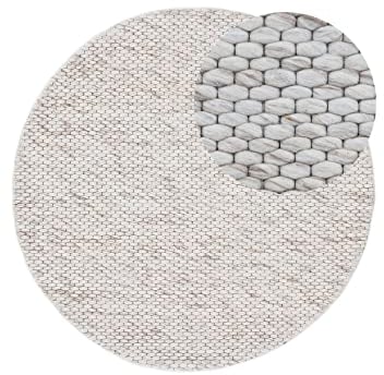 carpetfine Wollteppich Sina weicher handweb Teppich Natur Rund Beige meliert Ø 200 cm | Zeitloser Wollteppich für Wohnzimmer, Schlafzimmer & Kinderzimmer