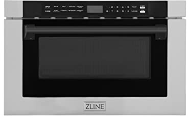 ZLINE Autograph Edition 24 1.2 cu. ft. Built-in Microwave Drawer with a Traditional Handle in Stainless Steel and Matte Black Accents