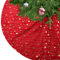 KONVINIT Weihnachtsbaumdecke Rund Rot Plüsch Christmasbaumdecke mit Sternen Weihnachtsbaum Rock aus Kunstfell für Christbaumständer Teppich,Weihnachtsdekoration,90cm Red