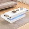 AINPECCA LED Coffee Table with Storage 2 Drawer White High Gloss Coffee Tables with Led Lights for Living Room Furniture Home Wooden Smart Table Centre Modern Rectangular Side End Table