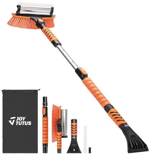 JOYTUTUS Eiskratzer Auto mit Besen 5 in1, 105CM Lang Ausziehbare Auto Schneebesen mit Eiskratezer, 270° Verstellbare Auto Schneebürste, Eiskratzer Teleskop für Auto SUV Truck LKW,Fenster,Boden