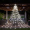 Esoes Christmas Lights Tree 350 LED Outdoor Christmas Decorations Waterfall Fairy Lights Waterproof Mains Powered with Topper Star 9 Strand String Light 8 Lighting Modes Fairy Lights (Pure White)