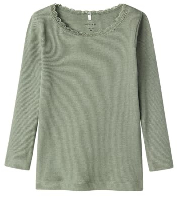 Name IT Mädchen Nmfkab Top Noos Langarmshirt, Lily Pad/Detail:Melange, 104 EU