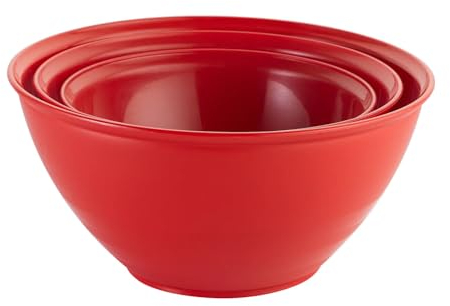 URBN-CHEF Durable Plastic Colourful Kitchen Mixing Salad Bowls Microwave & Dishwasher Safe (Red, 2.2L)