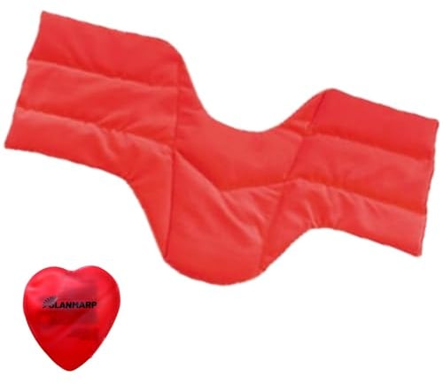 Kryotherm Natural Cherry Stone Pillow: Biological Heat & Massage Therapy, Microfibre Cover, for Microwave/Oven + Olanmarp Hand Warmer Heart (Neck Pillow Comfort 52 x 26 cm)