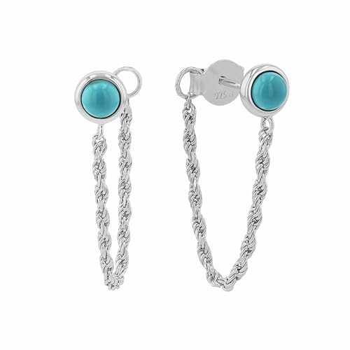 Amor Ohrhänger 925 Sterling Silber Damen Ohrschmuck, mit Schmuckstein, 2,3 cm, Türkis, Kommt in Schmuck Geschenk Box, 2038264