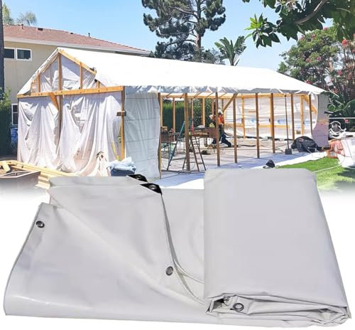 HAILM Bâche Blanche Résistante À l'eau, 650G/M², Tente Anti-Pluie pour Meubles, Camping-Cars, Couverture De Protection,4x8m