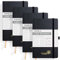 POPRUN 4 Pack Notizbuch A5 liniert, 120 GSM Papier für Frauen und Männer, 128 nummerierte Seiten, Hardcover mit Selbstklebenden Registerkarten und 8 Abreißblättern - Schwarz