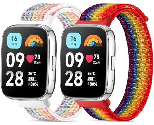 CHANRASI Lot de 2 bracelets en nylon compatibles avec Xiaomi Redmi Watch 3 Active femmes et hommes,bracelet de rechange réglable, bracelet de montre de sport pour Redmi Watch 3 Active