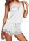 Générique Ensembles de Pyjama Femme Sexy en Dentelle Vêtements de Maison Lingerie Satin de Soie 2 Pièces Short et Caraco Costume Nuisette Set Vêtement De Nuit Sleepwear Ensembles Pas Cher, Blanc, M