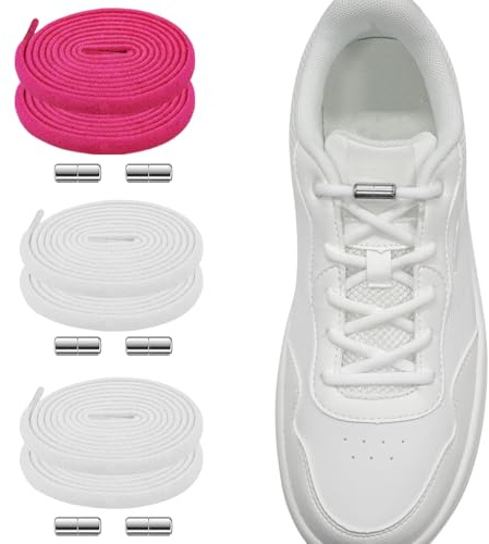 NEEKFOX Cordones Elásticos - 3 pares de Cordones Elásticos con Cápsula de Metal - Cordones Elásticos Zapatos para Adultos y Niños - No es Necesario Atar Cordones de Zapatos