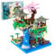 HOTUT Pfirsichblüten Baumhaus Bauklötze, 2705 Stück Chinesische Architektur Kirschblüten Bausteine, Lichter Sakura Baumhaus Bauklötze, Mini Klemmbausteine, Sakura Teich Bonsai Baum Bausatz