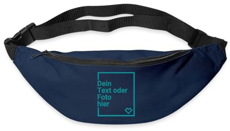 Spreadshirt Personalisierbare Bauchtasche für Damen & Herren Selbst Gestalten Mit Foto Oder Text - Große Gürteltasche für Alltag, Reisen oder Festival, One size, Navy