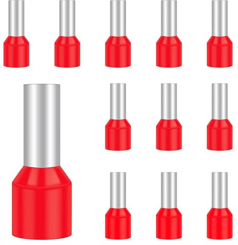 Momowin 100 Pezzi Capicorda Elettrici a Crimpare, E10-12 Terminale del Filo, Puntali Terminali per Filo Isolati, per Cablaggio di Elettrodomestici, Quadri Elettrici, Macchine e Attrezzature