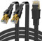 GLCON 2-Pack 2m Ethernet Cable Cat8 Flat High-Speed 2000MHz 40Gbps STP Shielded LAN/Internet Cable - Durable Black RJ45 Cables for Gaming/4K Streaming