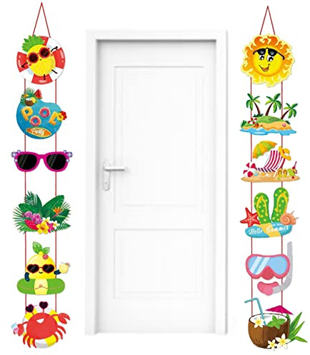 1 Paar Sommer Beach Banner, Tür Banner Sommerparty Dekorative Tür Hanges Banner Süßes Garten Tür Vorhang Pool Party Dekor Dekor