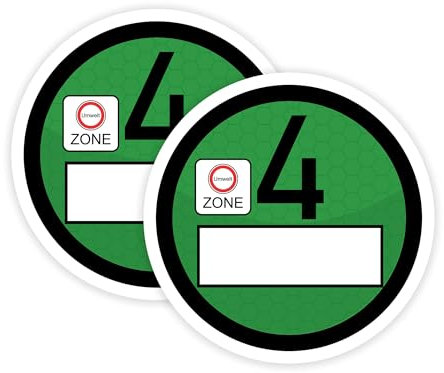 GamesMonkey® - Adhesive Film Euro 2-3 - 4-5 - 6 - E Badge for Windscreen - Environmental Badge - Fine Dust Badge - Fun Film for Vehicle Car Accessories - Glossy White Vinyl (Euro 4)