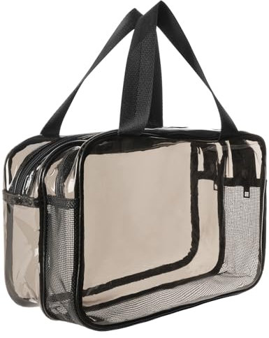 Aucuu Kosmetiktasche, Kulturtaschen Transparent, Groß Kulturbeutel, Reise-Waschtaschen Mit Tragegriff, Kosmetiktasche Durchsichtig, Make-up-Tasche Trocken und Nasstrennung, Tragbare Kultur Waschtasche