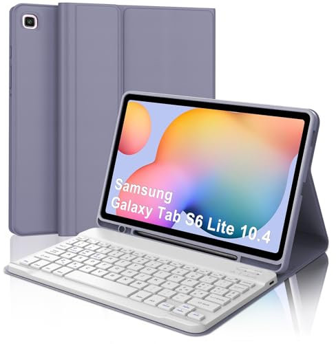 SENGBIRCH Custodia con Tastiera per Samsung Galaxy Tab S6 Lite 10.4 2024/2022/2020, Layout Italiano QWERTY Tastiera Bluetooth Magnetica Staccabile per Samsung Tab S6 Lite 10.4'' 2024, Viola