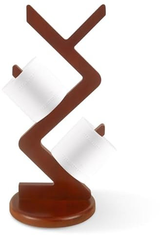 Whemyreat Porte-papier toilette debout en bambou, pour 3 rouleaux, rangement de papier toilette, peu encombrant, support de papier toilette, support de papier toilette, marron