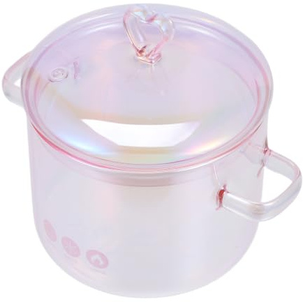 Gatuida Simmer Pot with Lid: Glass Pot for Cooking on Stove Clear 1.5L/50oz Glass Saucepan with Cover Simmering Stockpot Double-Handle Serving Bowl Saucepots Cookware for Kitchen Stew Cooking Serving