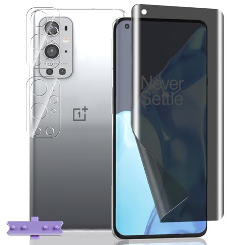 Yieehhow Sichtschutz Schutzfolie für OnePlus 9 Pro, [1 Stück] Anti-Spy Weich TPU Folie und [2 Stück] Kameraschutz Panzer Schutz Glas, Privacy Flexible Displayschutzfolie für OnePlus 9 Pro