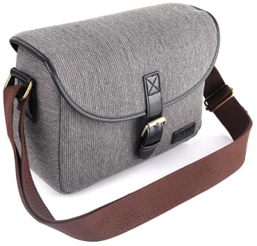 Kameratasche SLR/DSLR Gadget Bag Stilvolle Retro Schultertasche Fotografie Zubehör Ausrüstung Fall Flachs Material, grau