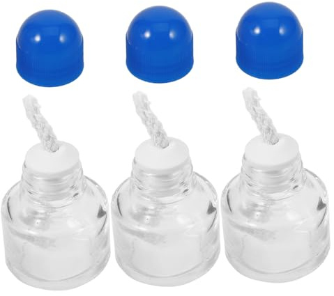 VILLFUL 3 Stück Teiliges Mini Glas Alkoholbrenner mit Deckel Hitzebeständige Laborbrenner Lampe für Camping Haushalt und Wissenschaftliche Anwendungen Tragbar und Kompakt