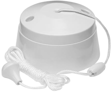 Teron Interruptor de cable de techo, redondo, blanco, 10 A, interruptor de luz unidireccional con cadena larga