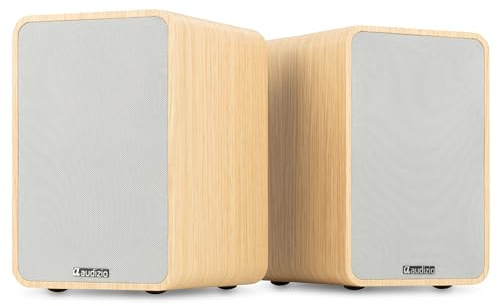 Audizio KS10 Aktiv Lautsprecher Boxen Set 120 Watt – HiFi Boxen mit Bluetooth 5.0 für TV, PC, Gaming – HiFi Lautsprecher mit Verstärker, HDMI ARC, Optisch, USB & Fernbedienung - Holz